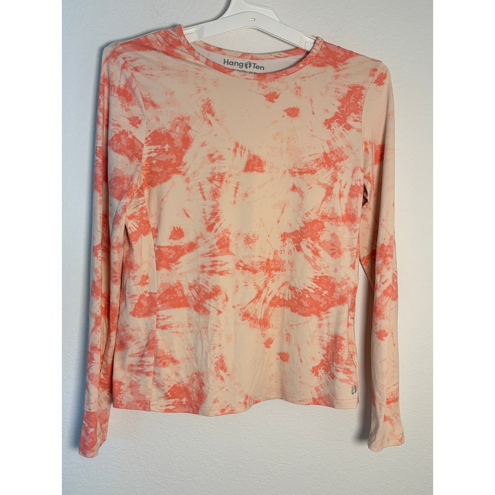 Hang Ten Womens UPF‎ 50+ Sun Shirt Long Sleeve Tie Dye Coral Peach Small